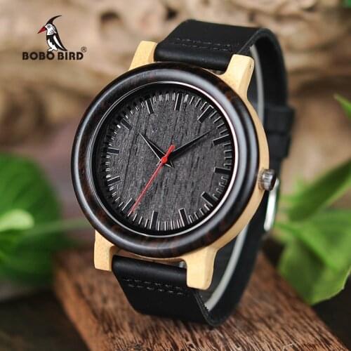 BOBO BIRD Wood Bamboo Watches for Men Simple Design Quartz Wristwatch in Wooden Gift Box