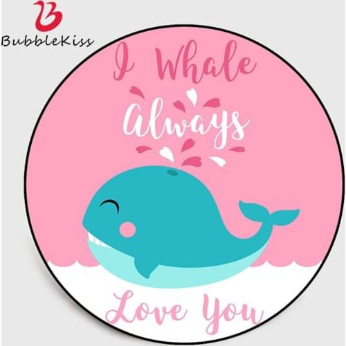 Bubble Kiss Round Carpet Fashion Pink Rugs Cute Cartoon Floor Mat Home Rug Animal Pattern Rugs Girls Bedroom Customize Carpets