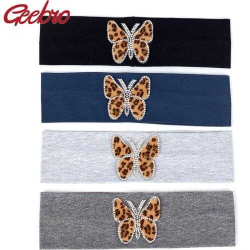 Geebro Fashion Woman Leopard Butterfly Flower Headbands Soft Plain Cotton Hair Band Headwrap Casual Hair Accessories For Ladies
