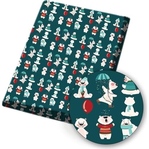 Printed Polyester Cotton Fabric Sheet Cartoon Bears Cloth Fabrics By The Yard For DIY Bag Needlework Sewing Supplies 45*145cm/pc