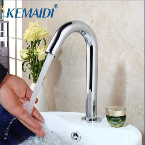 KEMAIDI Only Cold Hand Touch Tap Automatic Inflated Sensor Faucet Crane Deck Mounted Bathroom Basin Sink Faucet
