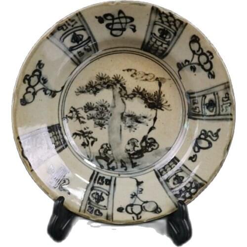 Chinese Old Porcelain Blue And White Pine Bamboo Plum Pattern Appreciation Plate