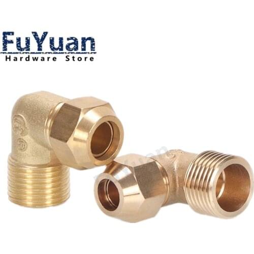 Brass elbow Flaring Fittings Connector Pipe 6/8/10/12mm to 1/8" 1/4" 3/8" 1/2" Male Thread Air Conditioning Extension Adapter