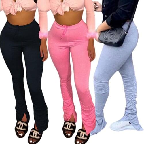 New stacked leggings joggers stacked sweatpants women ruched pants jogging femme stacked pants fitness comfortable women trouser