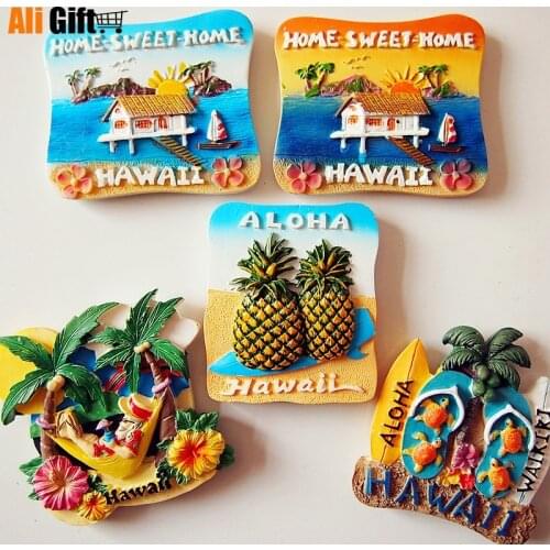 3D Souvenirs Hawaii Beach Sunrise View Resin Magnetic Refrigerator Magnet Travel Souvenir Kitchen Home Decoration Fridge Sticker
