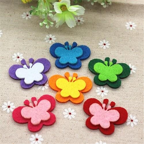 Mix Colors 30pcs/lot Handmade Butterfly Patches Felt Accessories for DIY Scrapbooking,36*29mm