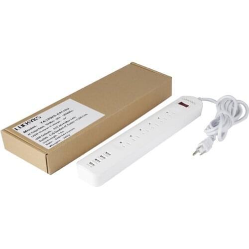 Multifunctional Surge Protective Platooninsert 6 Outlet Extension Socket Power Strip with 4 USB Charging Ports