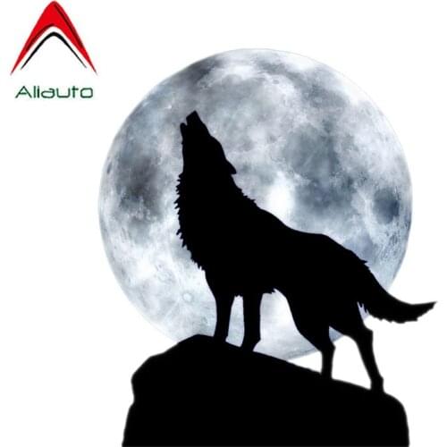 Aliauto Personality Car Sticker Full Moon Howl Wolf Motorcycle Waterproof Cover Scratch Anti-UV Accessories PVC Decal,15cm*12cm