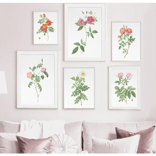 Watercolor Floral Green Plant Leaf Flower Wall Art Canvas Painting Nordic Posters And Prints Wall Pictures For Living Room Decor