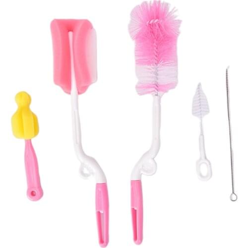 New 5Pcs Baby Bottle Sponge Brush Cup Glass Washing Cleaning Kitchen Cleaner Tools