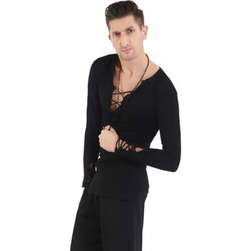Latin Dance Clothes For Men Salsa Dance Outfit Ballroom Practice Wear Tango Dancewear Performance Costume Tap Dance Tops JL2390