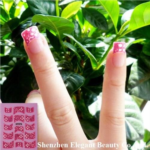 Wholesale new arrival XF875-XF878 serial 3D Nail Art stickers seal French tip 500pcs/lot free EMS/DHL/UPS/TNT shipping