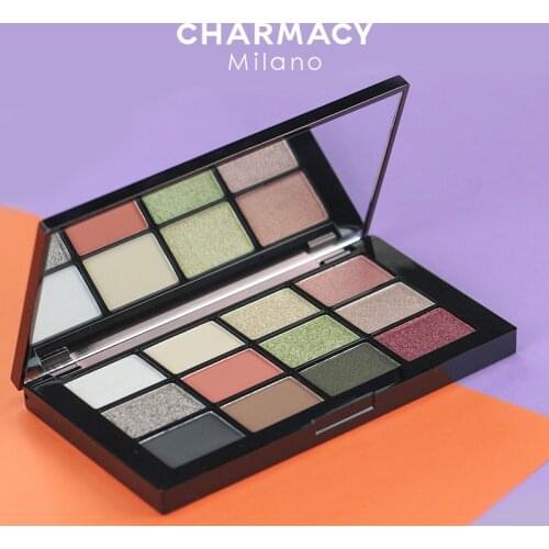 CHARMACY 12 Color Pressed Matte Glitter Eyeshadow Palette Waterproof Long-lasting Eyeshadow Pigment Diamond Shimmer Nude Makeup