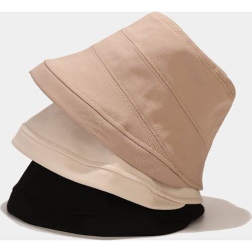 New Big Brim Bucket Hat Womens Panama Tide Casual Simple Cotton Breathable Windproof Sun Protection Cap Foldable Fisherman Hat