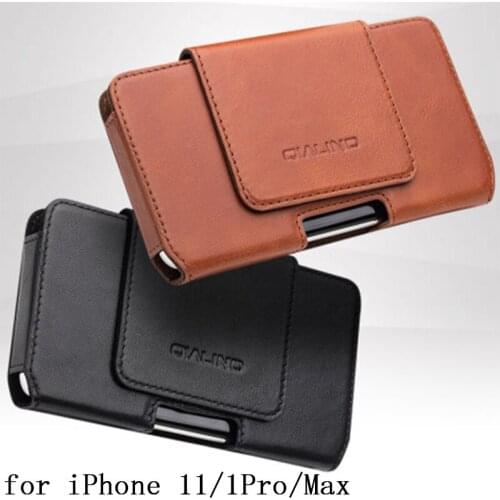QIALINO Genuine Leather Waist Bag for iPhone 11 Pro Max Magnetic Phone Case for iPhone 11 11Pro Max Luxury Fashion Cover Bags