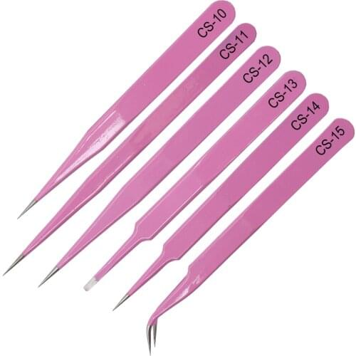 Powder CS 10/11/12/13/14/15 Stainless Steel Eyelash Industrial Precision Tweezer Electronic Tweezer Repair Tools