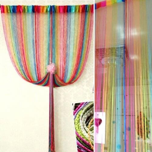 Rainbow String Line Curtain Door Window Decor Panel Room Divider Curtain String Curtain Strip Tassel Drape Decor