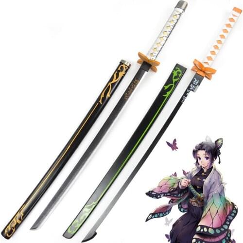 Shinobu Kocho Prop Cosplay Replica Sword with Sheath Anime Demon Slayer Kimetsu No Yaiba Cosplay Props Wooden Sword Weaopns