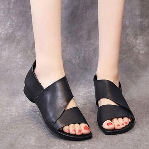 2021 New Summer Fashion Genuine Leather Sandals Women Shoes Casual Platform Sandals Female Comfortable Soft Flat Sandals Mujer