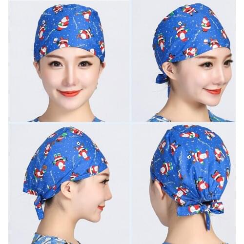 Wholesale Prices Clearance Scrub Caps Cotton High Quality Caps Scrubs Cap Breathable Adjustable Elastic Size Hat Flower Printing