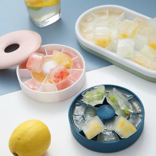 Silicone Ice Cube Mold Square Round Ice Cube Mould With Lid Household Durable Ice Cube Moulds Kitchen Accessories