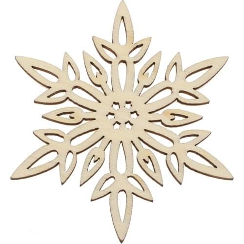 10pcs Snowflake Natural Madera Scrapbooking Wooden Pieces Laser Cut Wooden Embellishments For Crafts Decor Diy Wooden Ornaments