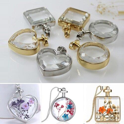 2PCS Glass Locket pendant without chain Glass locket pendant Love locket Dried flower pendant memory locket