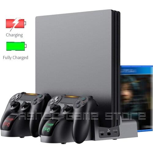 PS4/Slim/Pro Universal Vertical Stand 2 Controller Charger 2 Cooling Fan 12 Games Slot 3 HUB for Sony Playstation 4 PS 4 Console