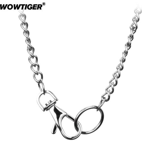 WOWTIGER stainless steel lock choker collares chain punk Men Necklaces Round Pendants Necklace For Women Jewelry Gift