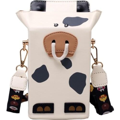 Mini Milk Box Shoulder Crossbody Bag for Women 2021 Cartoon Print Phone Bag Purses and Handbags Kawaii Girls Small Purse Handbag