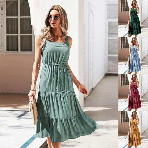 Sexy Dresses Long Dress Zevity Sling Summer Urban Bandage Casual Vintage Dignified Sleeveless Generous Pullover Womens Clothing