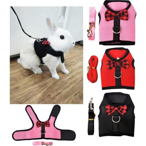 S/M/L Rabbits Hamster Vest Harness With Leash Bunny Mesh Chest Strap Harnesses Ferret Guinea Pig Small Animals Pet Accessories