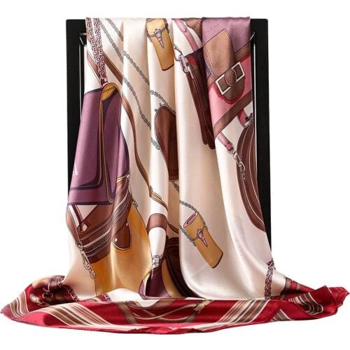 2021 New Print 90X90CM Silk Scarves Female Beach Dustproof Bandanna Popular Summer Sunscreen Shawls Fashion Stripe Handkerchief