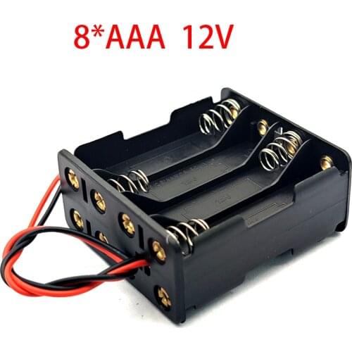 8 * AAA 12V Battery Holder Box Back To Back 8AAA Battery Case AAA Storage Box With Wire Leads