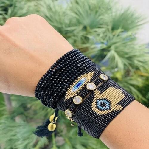BLUESTAR 2021 Evil Eye Bracelets MIYUKI Bead Bracelet Fatima Palm Handmade Crystal Armband