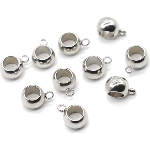 20pcs/lot Stainless Steel 2.2/3/3.5/4/5mm Big Hole Beads Loose Spacer Charm Beads for DIY Bracelets Jewelry Making Findings