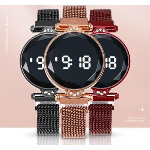 2020 Fashion Touch Screen Led Digital Watches Women Watches Magnetic Buckle Electronic Watch Clock Reloj Mujer Relogio Feminino