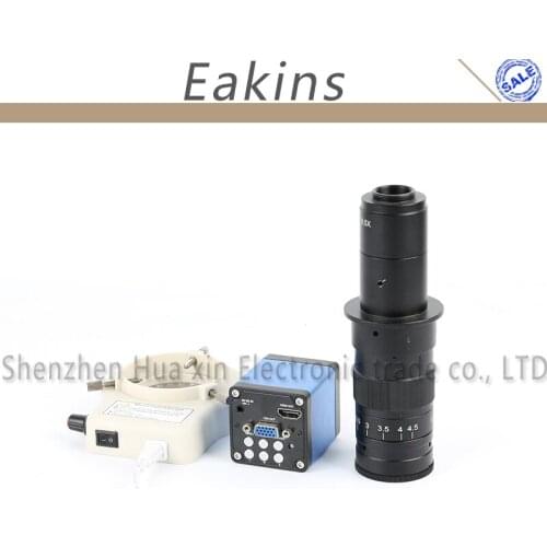 1080P HDMI VGA Output Digital Industrial Microscope Camera+180X/300X C-mount Lens+56 LED Ring Light For PCB Lab Inspection