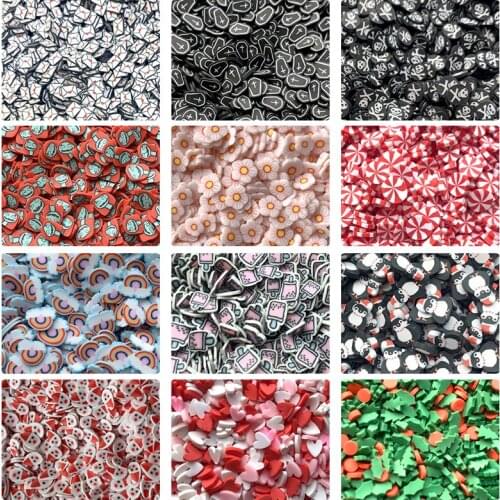 Different Christmas Halloween Styles Polymer Clay Flower Embellishments For Nail Stickers Art Decor Shaker Card DIY Accessories