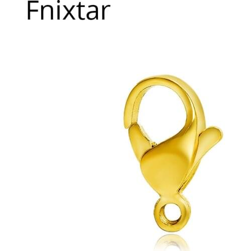 Fnixtar Stainless Steel Lobster Clasps Hooks Connectors Charms Jewelry Finding Accessories Gold Color Handmade Charms 20pcs/lot