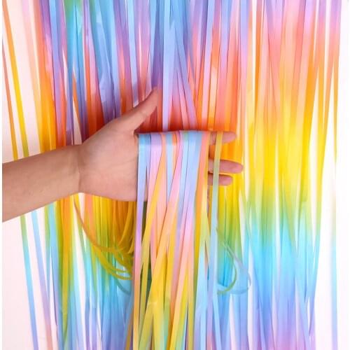 PET Gradient Multicolor Glitter Tassels Backdrop Curtain Birthday Party Decor for adult anniversary party birthday weeding