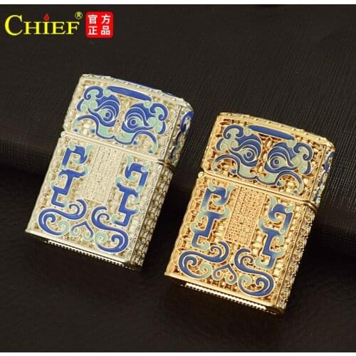 High-Quality Kerosene Lighter Creative Metal Old-Fashioned Grinding Wheel Personality Lighter Hollow Fashion Men’s Gift Box