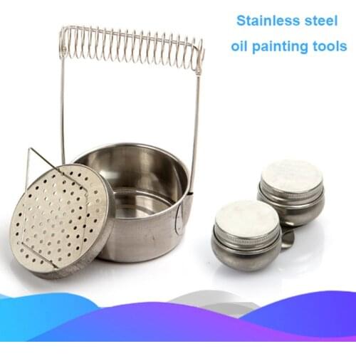 Oil Painting Brush Washing Bucket Wash Pen Barrel Stainless Steel Oil Paint Brush Washer For School Students Art Supplies