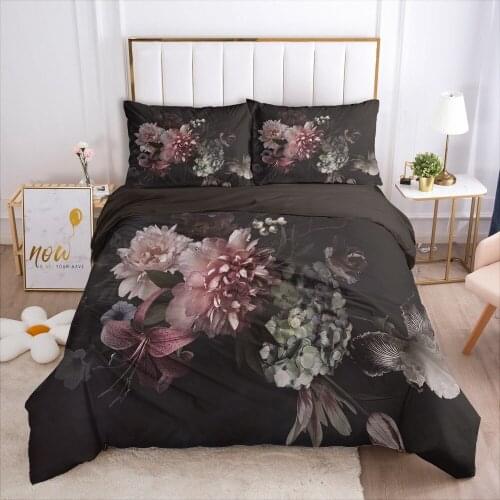 3D Flowers Printing Design Duvet Cover Sets Bedding Set Comforter Covers Pillow Cases 173*230 230*230 265*230 Black Home Texitle