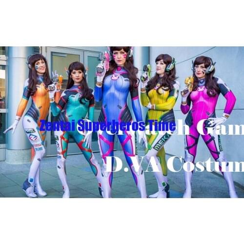 3D Printed D.VA Costumes Watermelon/Lemon-Lime/Tangerine/blueberry/Classic dva Skin Suit Cosplay dva Hana Song Zentai Catsuit
