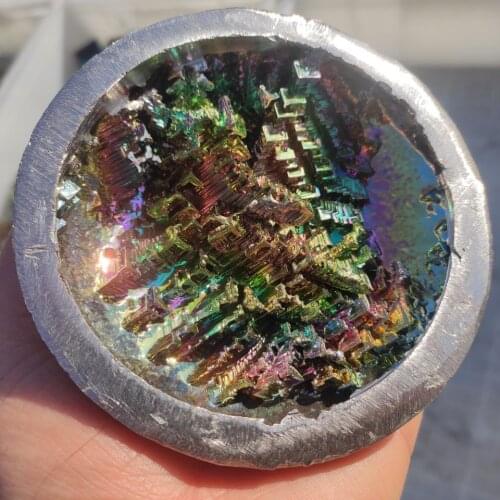 1pcs Beautiful Natural Bismuth Ore Intact Bowl Shape Stone Mineral Specimen Rainbow Colorful Decoration