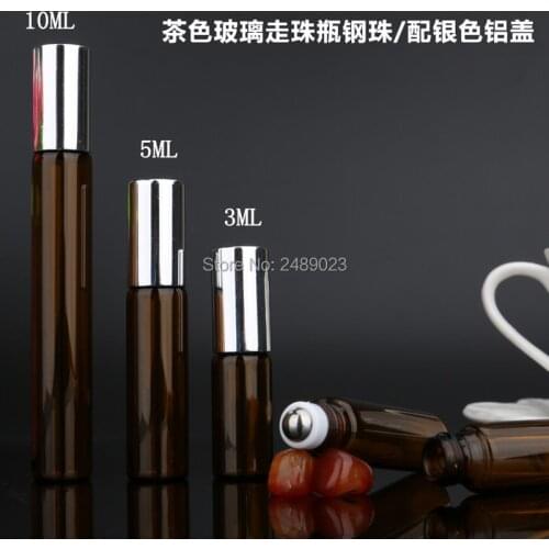 Mini 3ml 5ml 10ml Small Empty Glass Perfume Roll On Roller Bottles With Silver Cap Refillable Bottle Makeup Tools 20pcs/lot