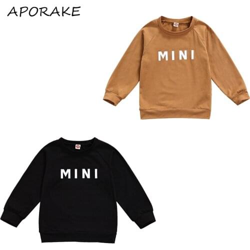 2021 0-3Y Casual Boys Girls Autumn Hoodie Toddlers MINI Letter Printing Long Sleeve Round Collar Tops Pullovers Baby Sweatshirt