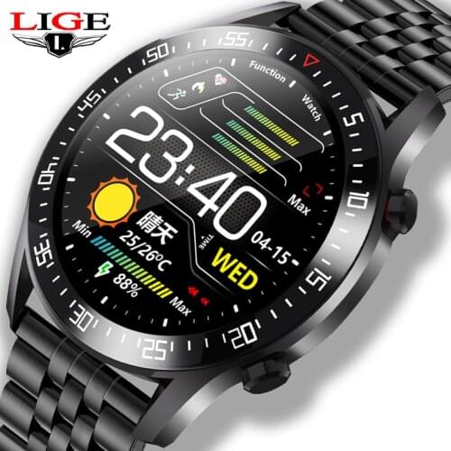 LIGE 2021 Fashion Full Circle Touch Screen Mens Smart Watches IP68 Waterproof Sports Fitness Watch Luxury Smart Watch For Men