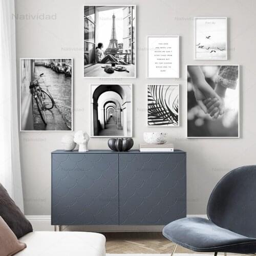 Paris Tower Girl Church Leaves Landscape Wall Art Canvas Painting Nordic Posters and Prints Wall Pictures for Living Room Decor